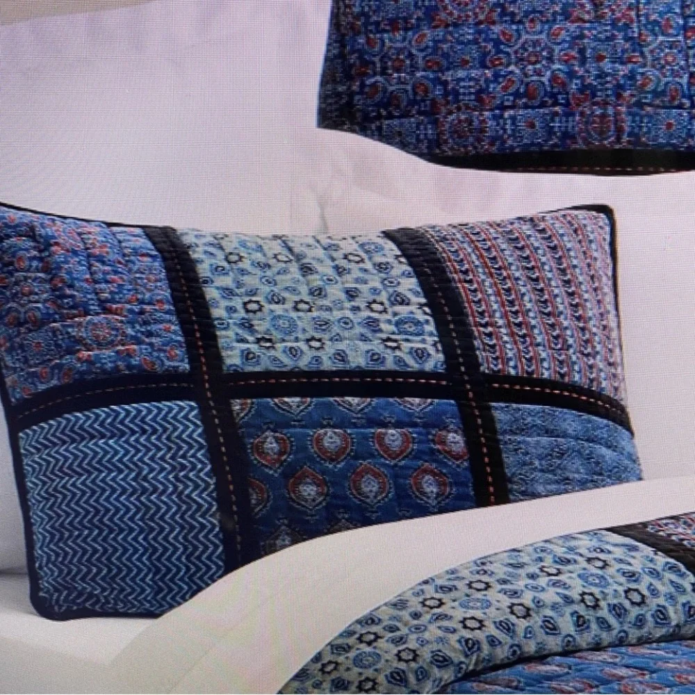 Pottery Barn velvet patchwork king shams set of 2 pillow covers cushions Jori